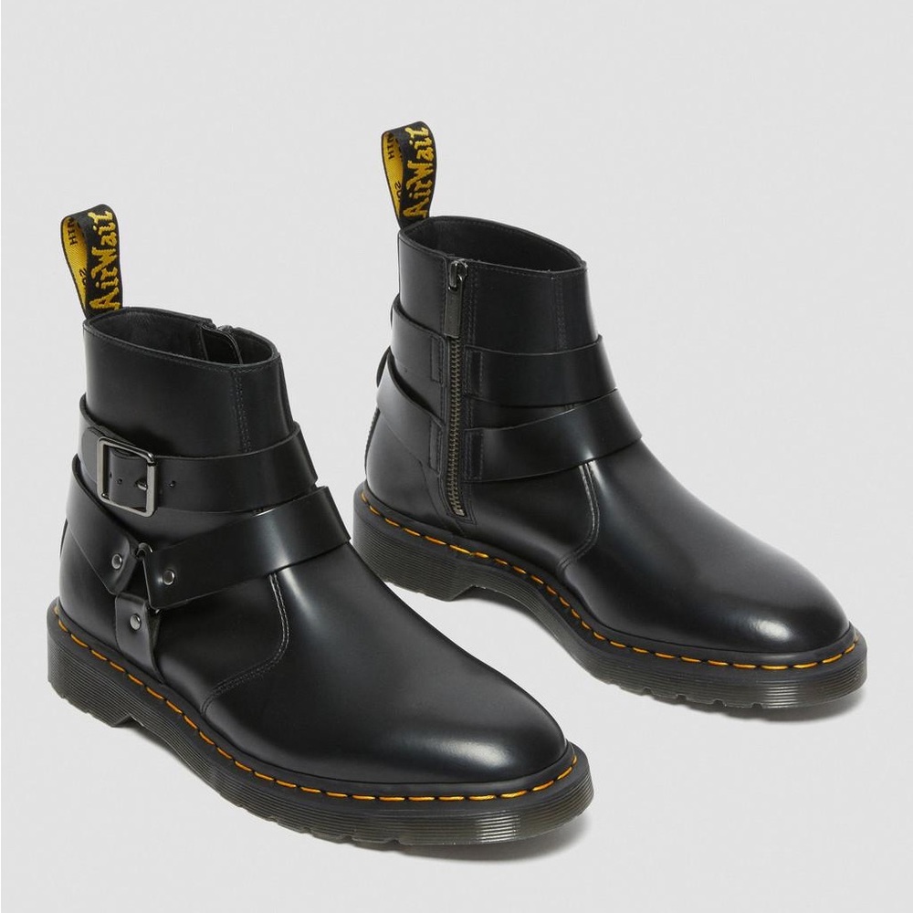Dr. Martens Jaimes Harness Chelsea Black Buckle Leather Boots